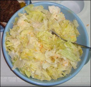 A salad of lettuce and grated parmesan cheese.