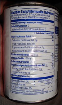 The nutrition facts from the back panel of a can of store brand sauerkraut.