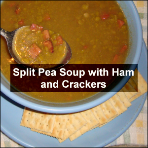 Split Pea Soup with Ham and Crackers