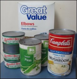 Ingredients for tuna noodle casserole