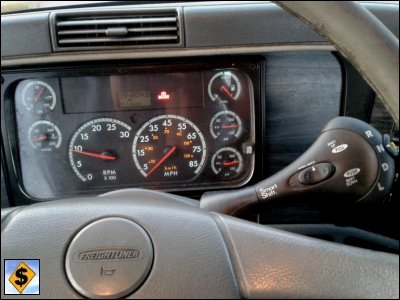 View of dash with gear shift in Freightliner Smartshift with Eaton Fuller Automatic Transmission