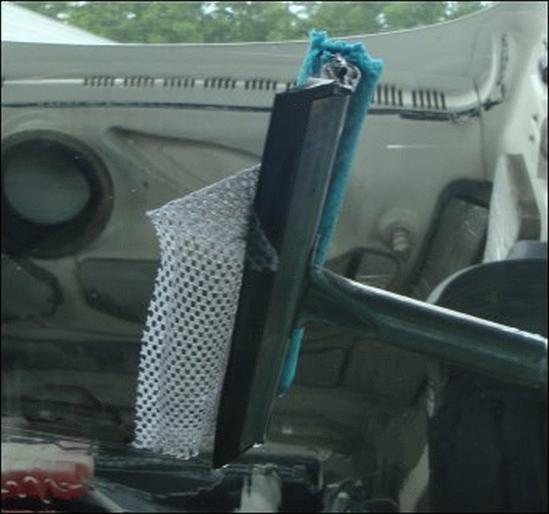 The state of the squeegee -- with a torn 'scrubber' -- at a fuel bay at the Pilot in Albany, Georgia.