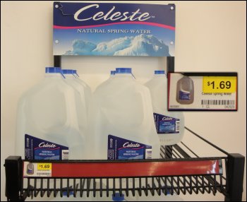 Gallon water sold at a truckstop for $1.69 each.