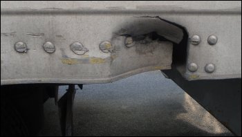 Damage to a trailer.
