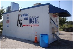 An Ice House America ice vending machine building.