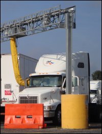 A bobtail tractor connected to the anti-idling service.