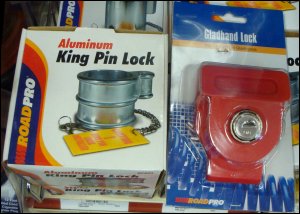 Photo of packages containing a king pin lock and a gladhand lock
