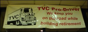 Display for TVC, Truckers Voice in Court, at a truckstop.