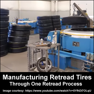 Manufacturing retread tires through one retread process.