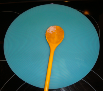 A Sky Blue Micro Easy Grab serving as a 'utensil mat' or 'spoon drip'.