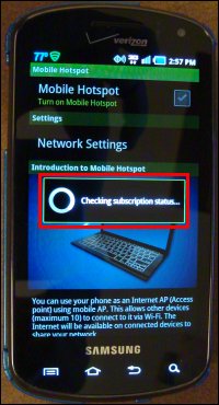 Checking subscription status of Mobile Hotspot on service plan.