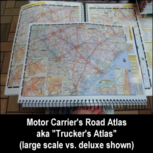Motor Carriers' Road Atlas, aka 'Truckers' Atlas' -- large scale vs. deluxe shown.