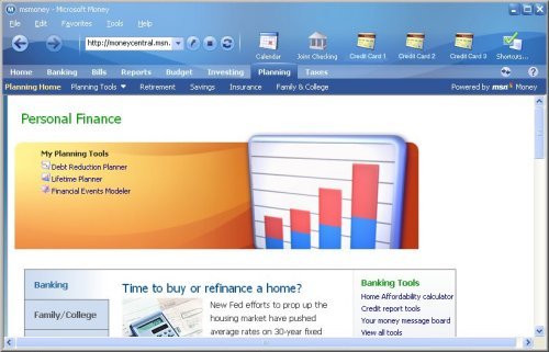MS Money Software Tab Planning