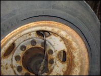 An old, cracked tire.