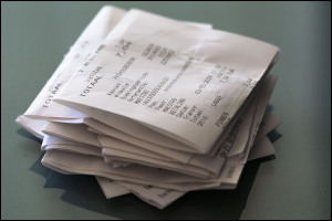 Pile of receipts.