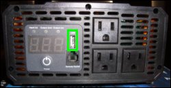 Power panel of Power Drive 1500 watt battery connected inverter.