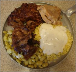 The plate containing items from Mike's second trip to the hot bar at the Petro restaurant in Glendale, KY.