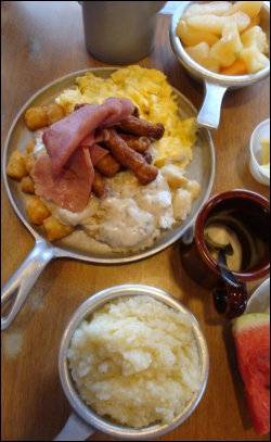 A close-up of Mike's first round of food from the Petro Iron Skillet restaurant in Girard, OH.