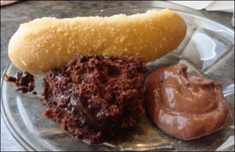 Vicki got a little of the chocolate pudding, a little of the chocolate hot fudge sundae cake and a breadstick at the Petro 2 in Fremont, IN. All were delicious!