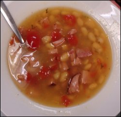 The bowl of bean and ham soup that Mike got at the Buckhorn Restaurant at the Paulsboro Travel Plaza in Paulsboro, NJ.