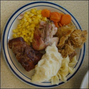 Vicki's entrees and sides plate at the Country Pride Restaurant at the TA in Wheeling, WV.