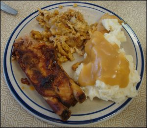 Mike's second plate of entrees and sides at the Country Pride Restaurant at the TA in Wheeling, WV.