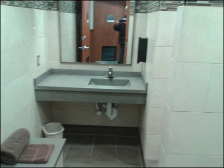 View of sink and built-in seat