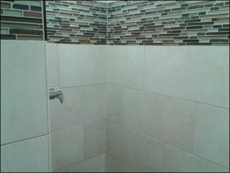 View of middle section and up of shower stall