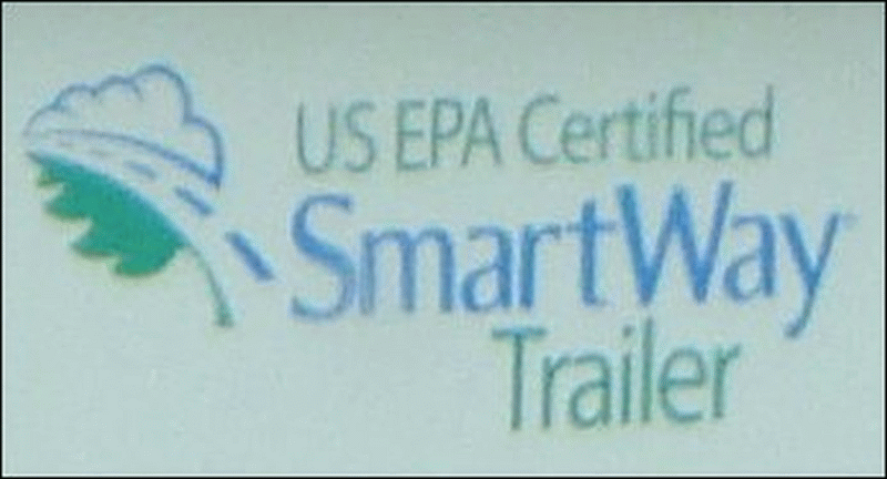 Close-up of US EPA Certified SmartWay Trailer designation.