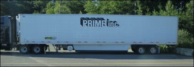 Prime trailer with side skirt air fairing.