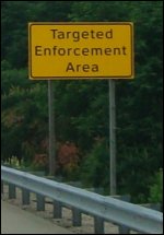 A sign that reads 'Targeted Enforcement Area'