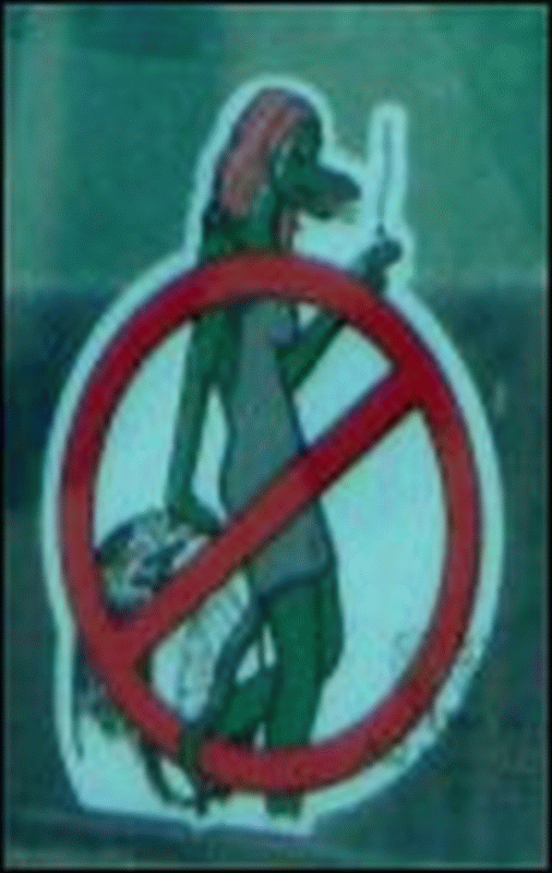 No Lot Lizards sign on a commercial motor vehicle