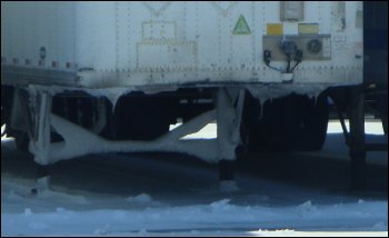 Some trailers pick up a lot of snow and ice en route.