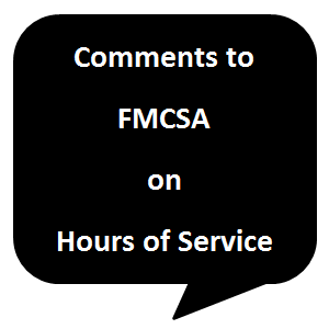 Comments to FMCSA on Hours of Service