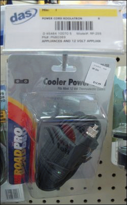 A generic replacement 12-volt cooler power cord by Road Pro.
