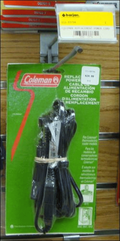 Replacement cord for a Coleman thermo cooler.