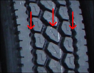 Always measure the tread depth in three places.