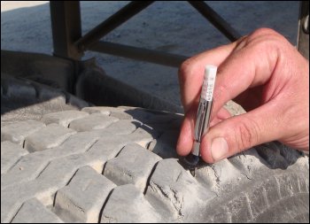 Measuring tread on outside.