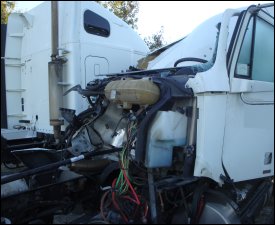 Remains of a truck after an accident.