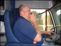 Professional truck driver Mike Simons on the CB radio.