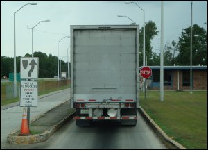 Truck entering weigh station.