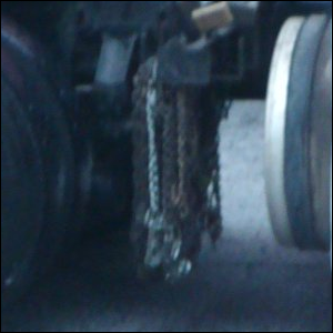 Truck tire snow chains.