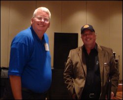 Mike Simons of Truck-Drivers-Money-Saving-Tips.com and Allen Smith of AskTheTrucker.com and TruthAboutTrucking.com at the Trucking Social Media Convention on Saturday, October 15, 2011.