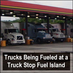 Write a truck stop fuel island review.