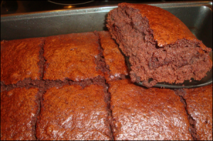 Brownie Mix after having been baked and cut.