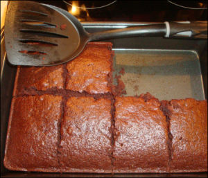 Photo showing how easily Brownie Mix served from the pan.