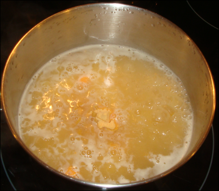 Cheesy Mac just added to pot of boiling water.