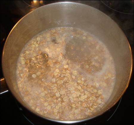 How the multi grain cereal looked just after having been added to boiling water.