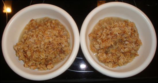 After the measured multi grain cereal had been cooked and allowed to stand, unabsorbed water was still evident.