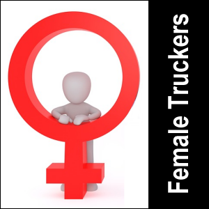Gender symbol for woman, female truck drivers, female truckers